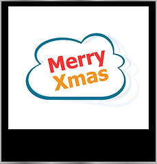 Image showing merry christmas word on cloud, isolated photo frame