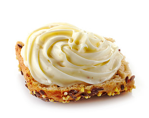 Image showing bread with melted cream cheese