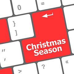 Image showing Computer keyboard key with christmas season words