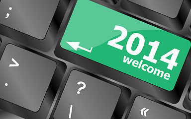 Image showing New year concept: welcome 2014 key on the computer keyboard