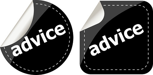 Image showing advice word stickers set, icon button, business concept