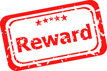 Image showing reward red rubber stamp over a white background
