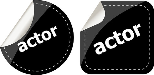 Image showing actor black stickers set, icon button