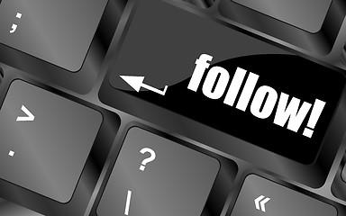 Image showing Social media or social network concept: Keyboard with follow button