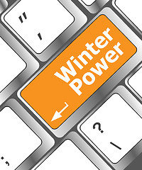 Image showing winter power on computer keyboard key button