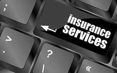 Image showing Keyboard with insurance services button, internet concept