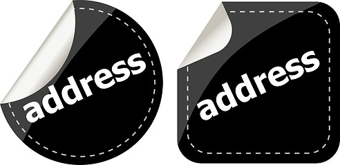 Image showing address word stickers set, icon button, business concept