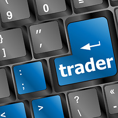 Image showing Trader keyboard representing market strategy - business concept