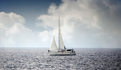 Image showing Sailing boat in the wind