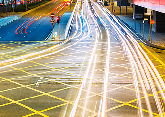 Image showing Road in city light trails