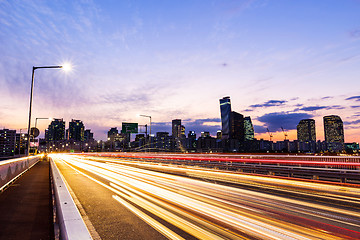 Image showing Seoul city with car light