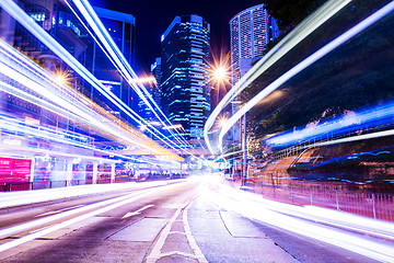 Image showing Hong Kong city with traffic trail