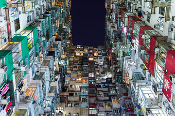 Image showing Old residential building at night