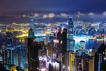 Image showing Hong Kong skyline from Peak at mid night