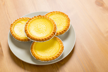 Image showing Egg tarts on plate
