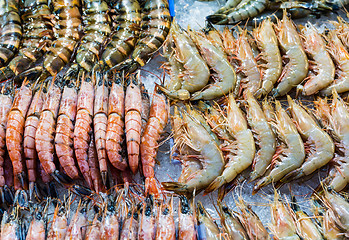Image showing Fresh assorted prawn 