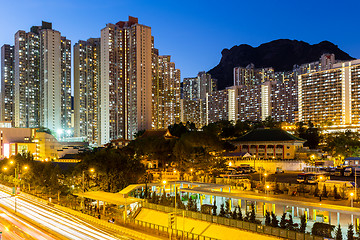 Image showing Kowloon with lion rock at night