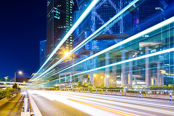 Image showing traffic in downtown at night