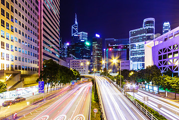 Image showing Traffic in Hong Kong at night