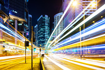 Image showing traffic in downtown at night