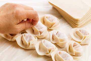 Image showing Wrapping chinese dumpling