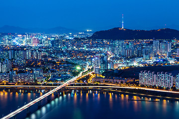 Image showing Seoul skyline from peak