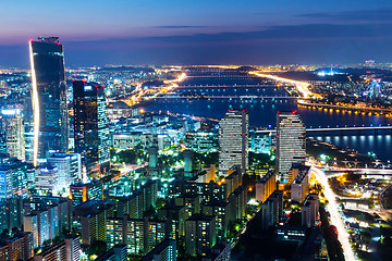 Image showing Seoul skyline at night