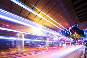 Image showing Traffic trail in Hong Kong at night 