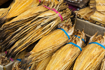 Image showing Traditional salty fish in market