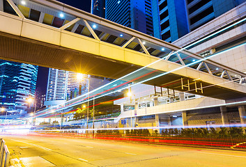 Image showing Traffic trail in Hong Kong at night