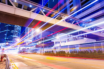 Image showing Hong Kong city with car light