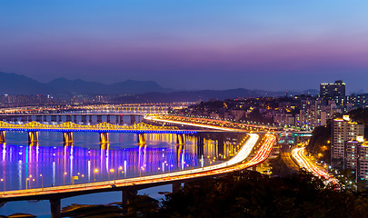 Image showing Seoul skyline at night