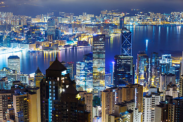 Image showing Hong Kong skyline from Peak at mid night 