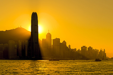 Image showing Silhouette of  Hong Kong city