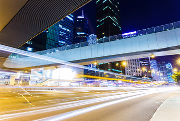 Image showing Traffic trail in Hong Kong at night 