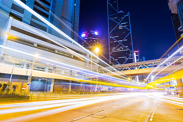 Image showing Hong Kong night view with car light