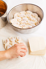 Image showing Making Chinese dumplings 