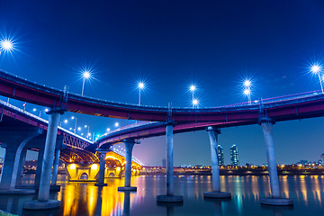 Image showing Freeway in Seoul at night