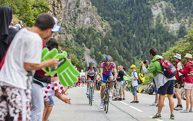 Image showing Cyclists Climbing Alpe D'Huez