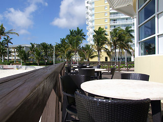 Image showing Peaceful Beach Front Restaurant - Hotel View