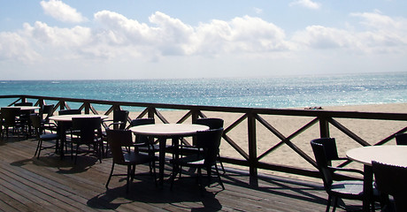 Image showing Peaceful Beach Front Restaurant - Beach View