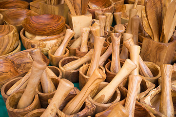Image showing Wooden kitchen utensils
