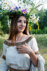 Image showing Beautiful woman with flower wreath
