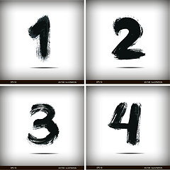 Image showing Set of calligraphic watercolor numbers