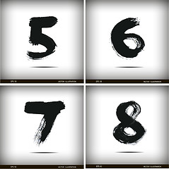 Image showing Set of calligraphic watercolor numbers