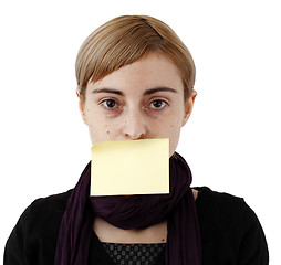 Image showing Woman and post it