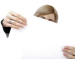 Image showing Woman holding a paper