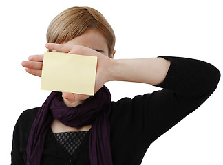 Image showing Woman and post it