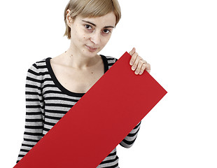 Image showing Woman holding a paper