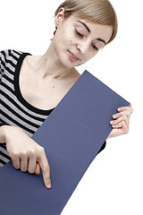 Image showing Woman holding a paper